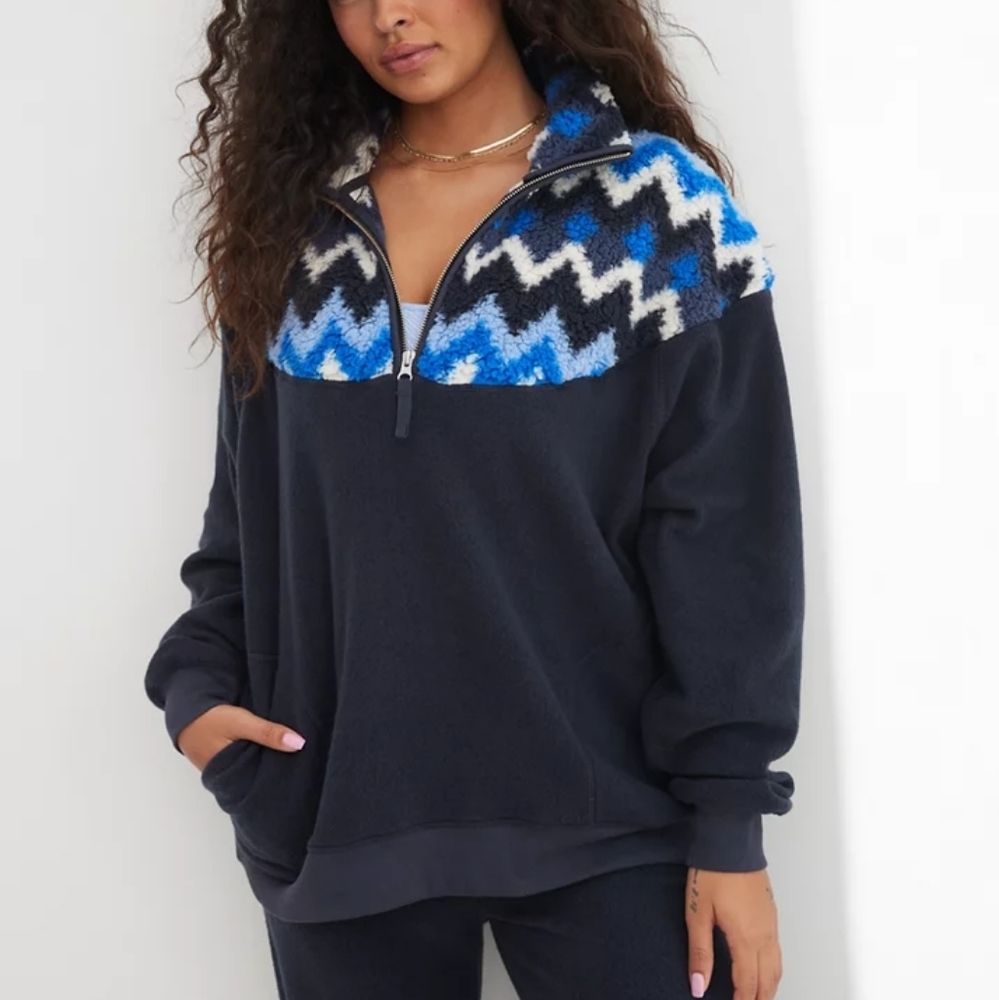 Aerie Oversized Sherpa Fleece Sweater Size Small NWOT